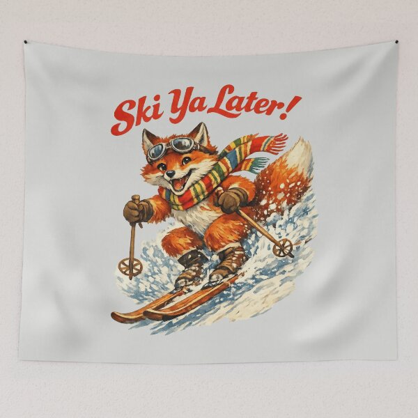 Item preview, Ski Ya Later! - Retro Skiing Fox designed and sold by DigitalGlade.