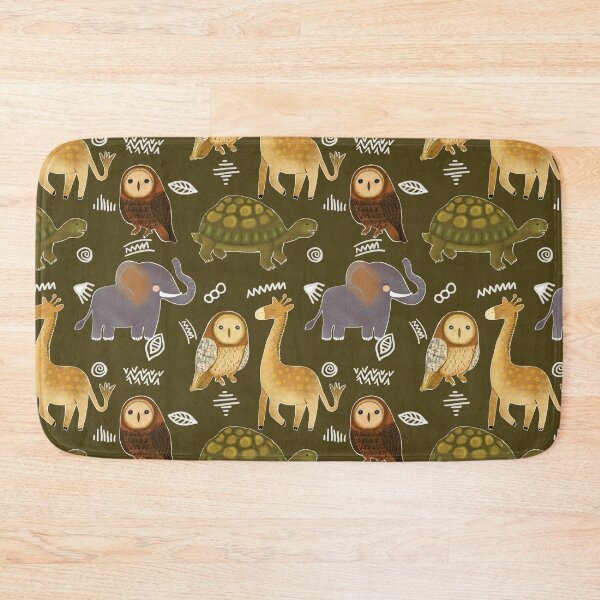 Item preview, Whimsical Safari Spirits and Earthy Animal Friends on dark khaki designed and sold by phatlizzardart.