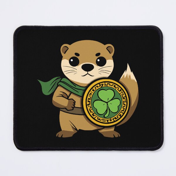 Item preview, Otter Warrior Holding a Round Celtic Shield – Fianna Irish Shamrock Legend Graphic designed and sold by NaturEdeN.