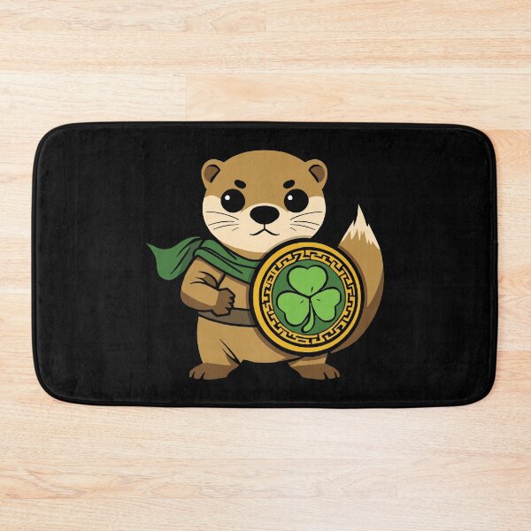 Item preview, Otter Warrior Holding a Round Celtic Shield – Fianna Irish Shamrock Legend Graphic designed and sold by NaturEdeN.
