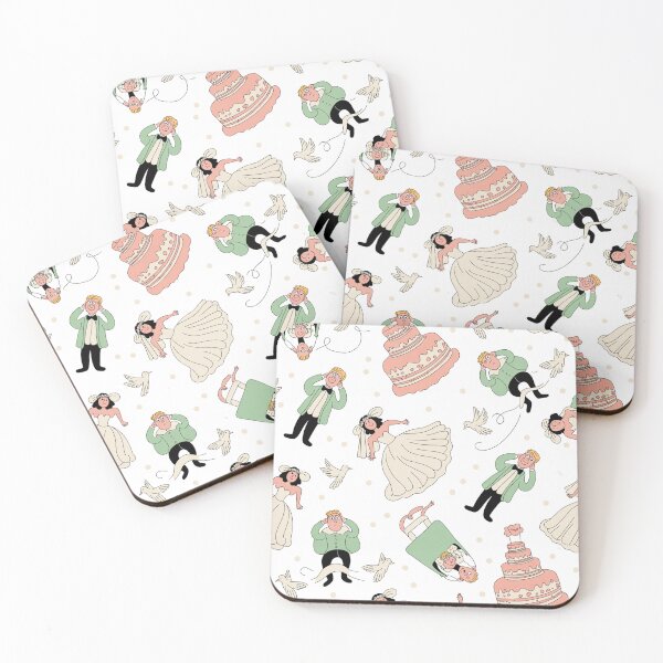 Item preview, Whimsical Wedding Chaos Pattern – Funny Bride & Groom Shenanigans   designed and sold by Midnight Veil Designs.