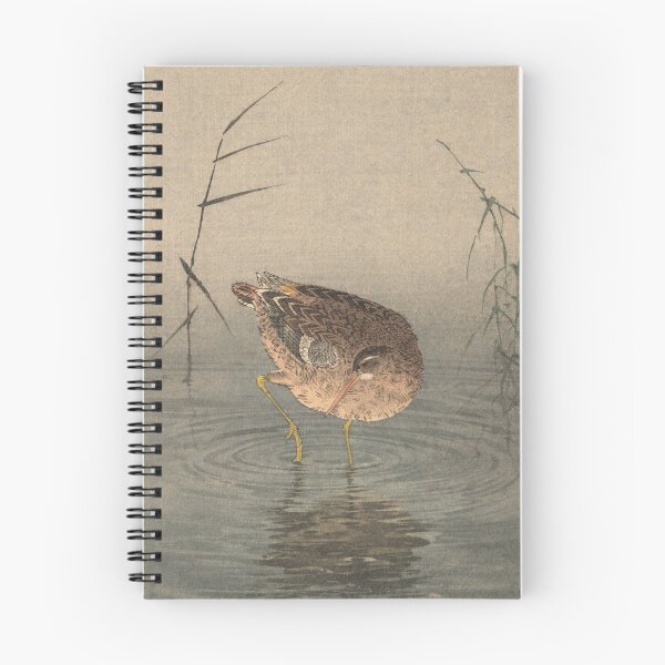 Item preview, Shorebird in Shallow Water — Mist Grey Bokashi Kachō-e designed and sold by Planthem.