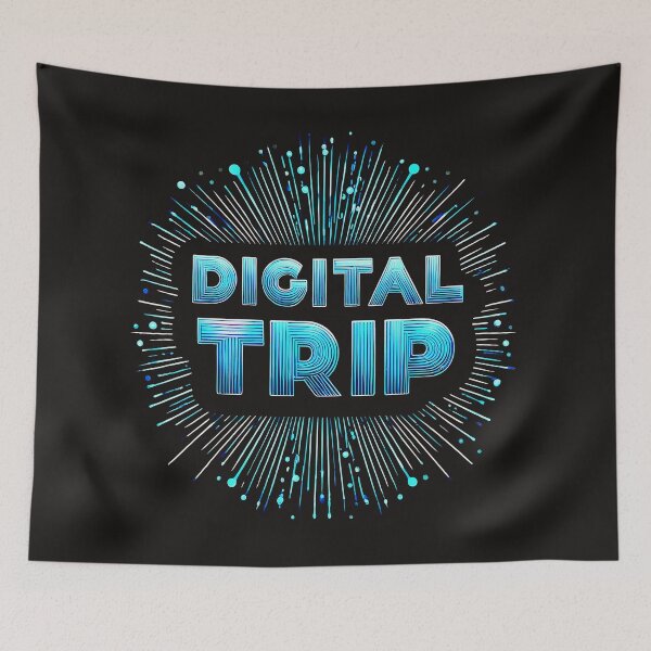 Item preview, Digital Trip Neon Burst | Futuristic Cyber Tech Typography Art designed and sold by RS-Globalist-.