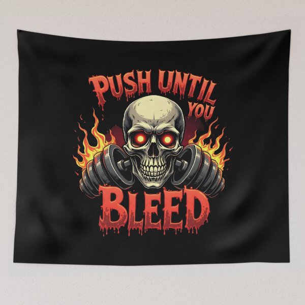 Item preview, Push Until You Bleed - Hardcore Skull Bodybuilding designed and sold by Iron Skull.