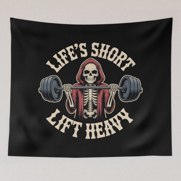 Item preview, Life's Short Lift Heavy - Grim Reaper Gym Motivation designed and sold by Iron Skull.