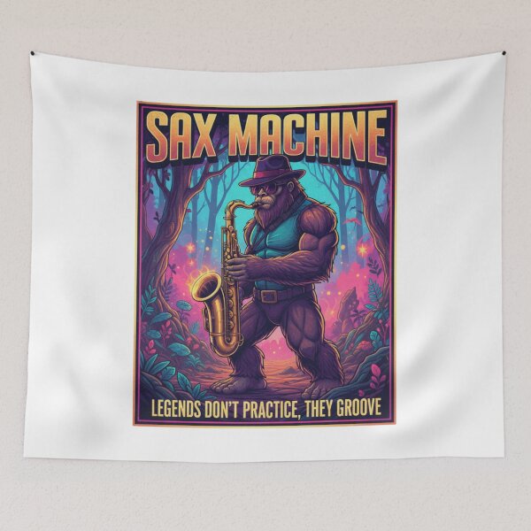 Item preview, Sax Machine Bigfoot - Funny Retro Saxophone Jazz Art designed and sold by Wear Sculpt.