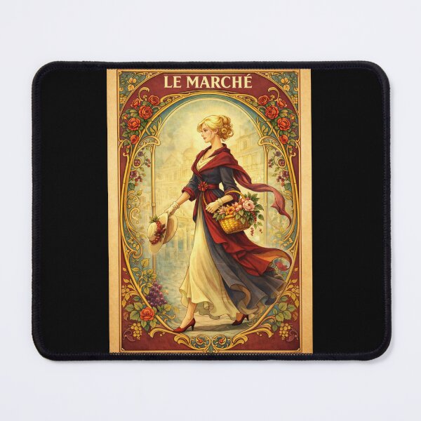 Item preview, Le Marché – Market Day Walk | Art Nouveau Everyday Ritual Illustration designed and sold by Galskap.