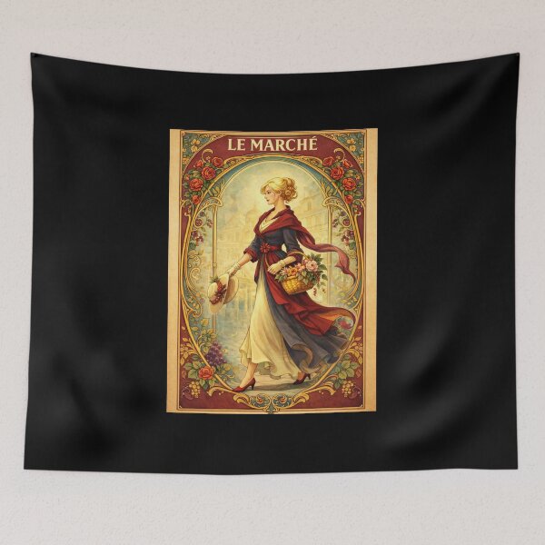 Item preview, Le Marché – Market Day Walk | Art Nouveau Everyday Ritual Illustration designed and sold by Galskap.