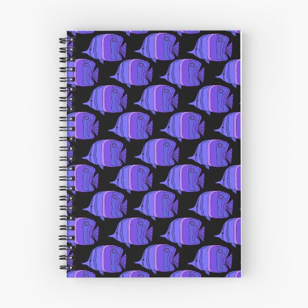 Item preview, Bright blue/purple butterfly fish on Black Background designed and sold by MarySchwindt.