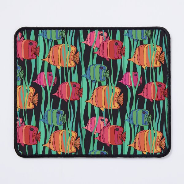 Item preview, Multi-colored butterfly fish in seaweed designed and sold by MarySchwindt.
