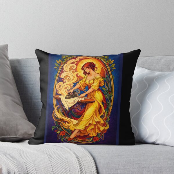 Item preview, Le Repassage – Quiet Ironing Ritual | Art Nouveau Everyday Ritual Illustration designed and sold by Galskap.