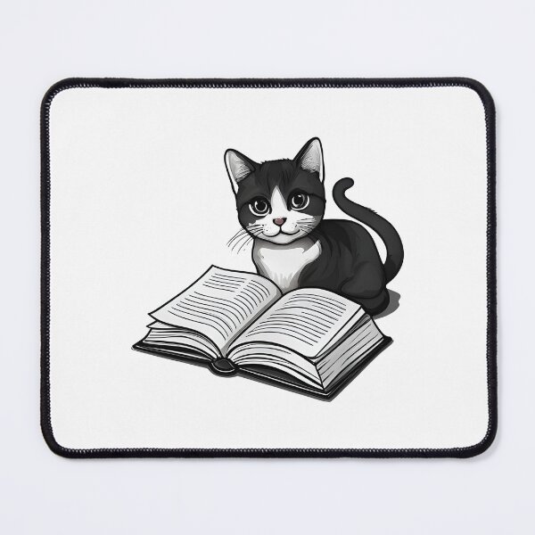 Item preview, cat and books designed and sold by Uglyandcute.