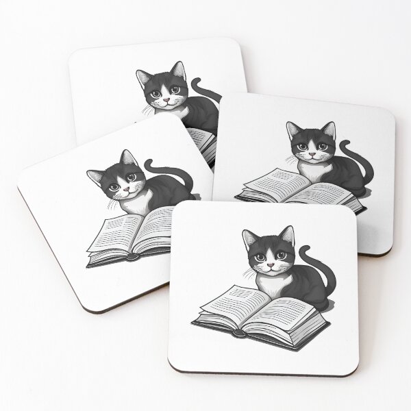 Item preview, cat and books  designed and sold by Uglyandcute.
