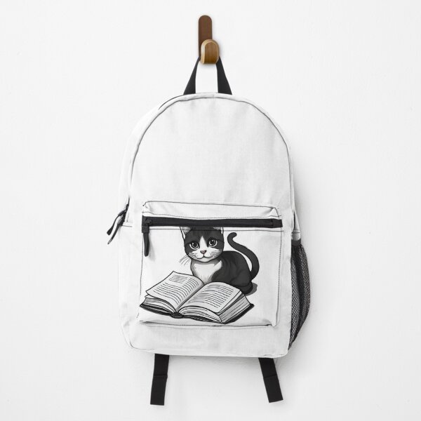 Item preview, cat and books designed and sold by Uglyandcute.