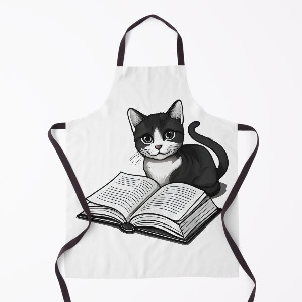 Item preview, cat and books designed and sold by Uglyandcute.