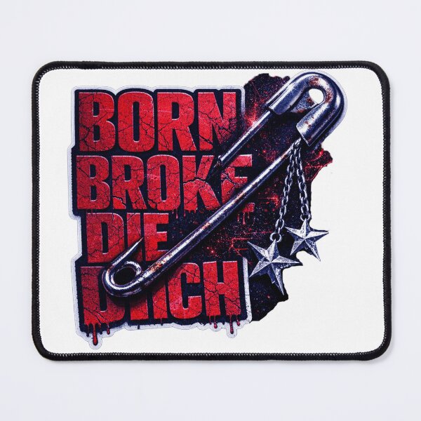 Item preview, Born Broke Die Rich – Punk Safety Pin Rebel Red Sticker Street Art designed and sold by ARTCREATESHOP.