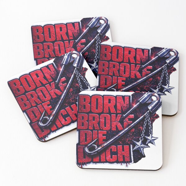 Item preview, Born Broke Die Rich – Punk Safety Pin Rebel Red Sticker Street Art designed and sold by ARTCREATESHOP.