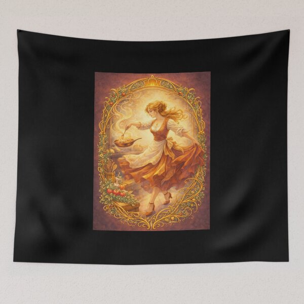 Item preview, La Cuisine Rapide – Cooking in Motion | Art Nouveau Everyday Ritual Illustration designed and sold by Galskap.