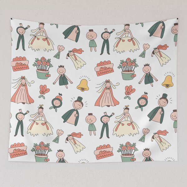 Item preview, Cute Wedding Couples Pattern – Whimsical Bride & Groom Celebration   designed and sold by Midnight Veil Designs.
