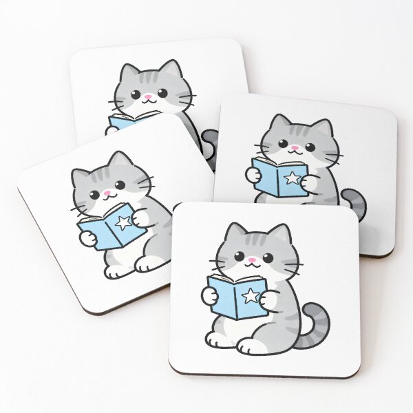 Item preview, cat and books  designed and sold by Uglyandcute.