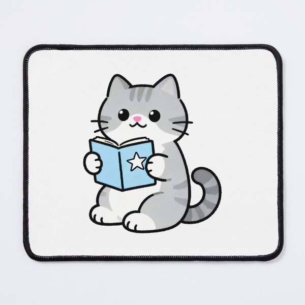 Item preview, cat and books designed and sold by Uglyandcute.