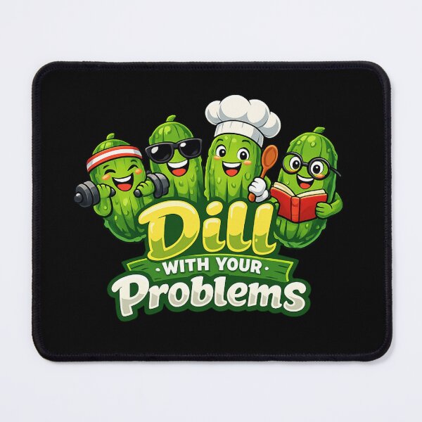 Item preview, Dill With Your Problems – Funny Pickles Workout Cartoon designed and sold by HubCreates.
