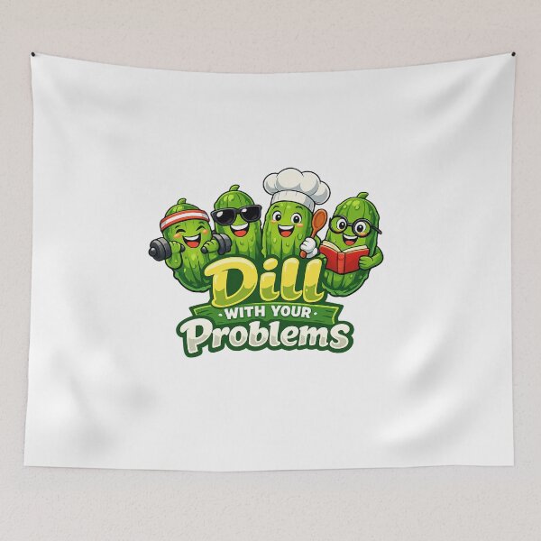 Item preview, Dill With Your Problems – Funny Pickles Workout Cartoon designed and sold by HubCreates.