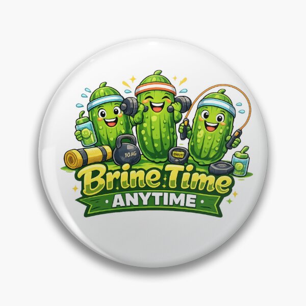 Item preview, Brine Time Anytime – Funny Fitness Cartoon Pickles designed and sold by HubCreates.