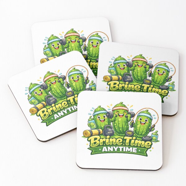 Item preview, Brine Time Anytime – Funny Fitness Cartoon Pickles designed and sold by HubCreates.
