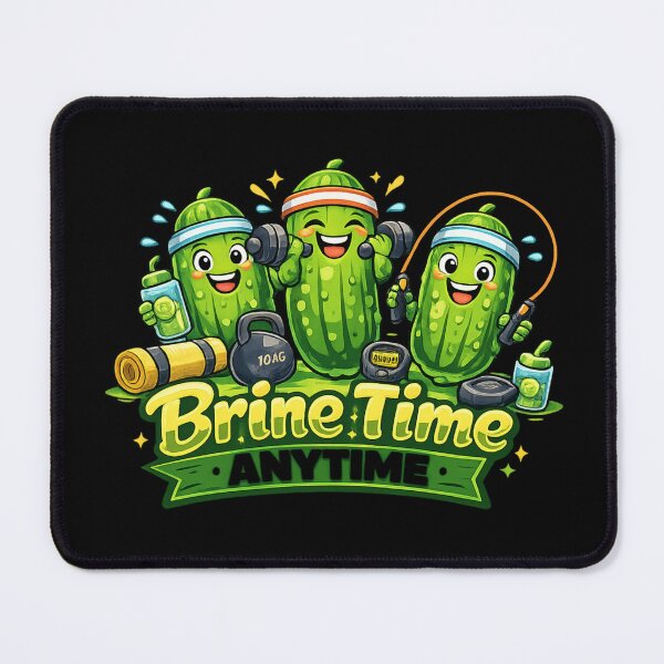 Item preview, Brine Time Anytime – Funny Fitness Cartoon Pickles designed and sold by HubCreates.
