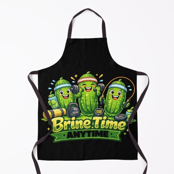Item preview, Brine Time Anytime – Funny Fitness Cartoon Pickles designed and sold by HubCreates.