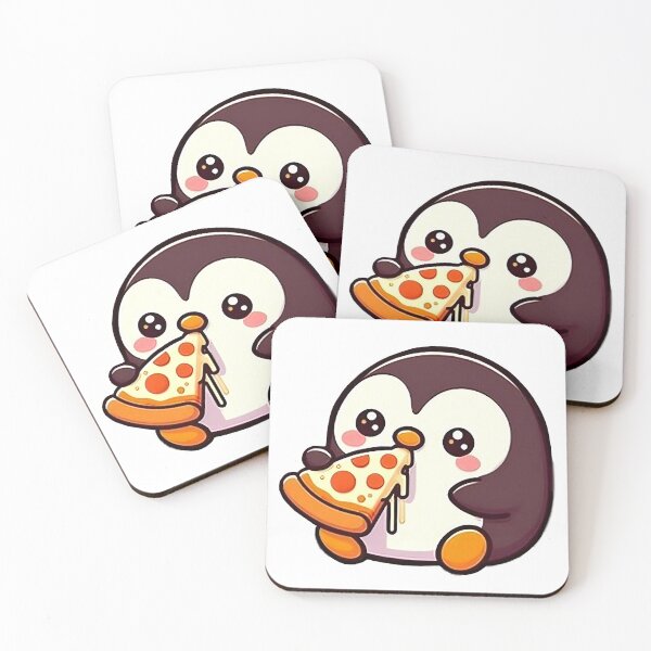 Item preview, Happy Penguin Eating Cheesy Pizza Slice - Hungry Bird designed and sold by GREENZ0NE.
