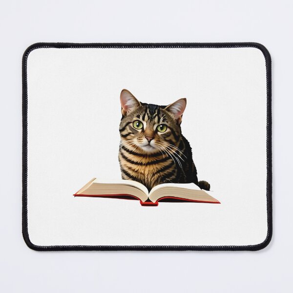 Item preview, cat and books  designed and sold by Uglyandcute.