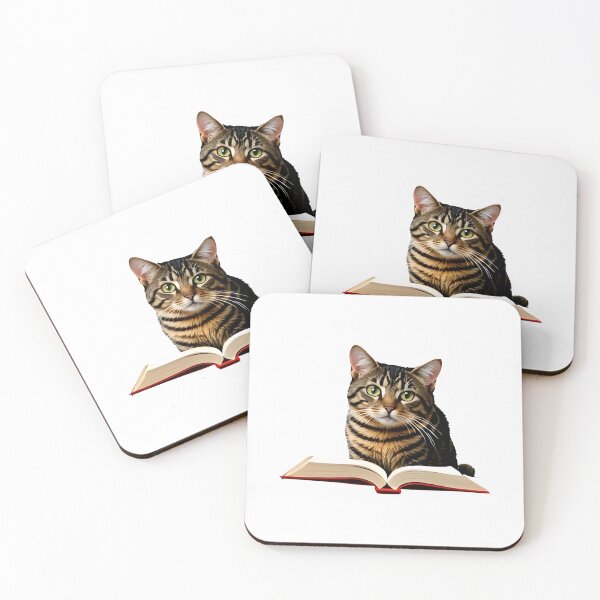 Item preview, cat and books  designed and sold by Uglyandcute.
