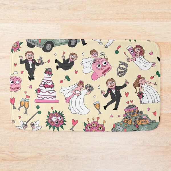 Item preview, Cute Whimsical Wedding Doodle Pattern - Googly-Eyed Bride, Groom & Icons designed and sold by Midnight Veil Designs.