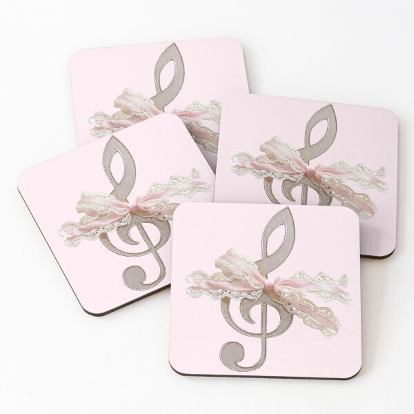 Item preview, cute pink lace bow on music note designed and sold by inainart.