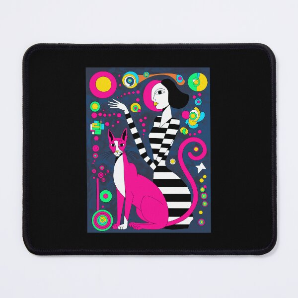Item preview, Vivid colors Kandinsky-Inspired Sphynx Cat & Skinny Girl Art | High-Quality Decor & Gifts designed and sold by paulo silveira.