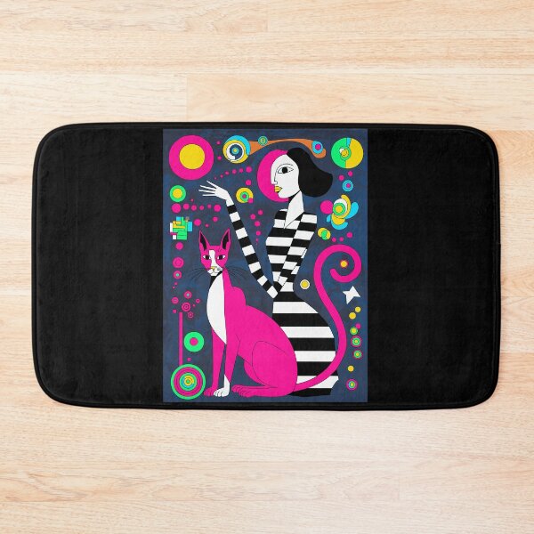 Item preview, Vivid colors  Kandinsky-Inspired Sphynx Cat & Skinny Girl Art | High-Quality Decor & Gifts designed and sold by paulo silveira.