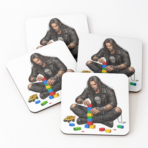 Item preview, Metalhead Playing with Building Blocks - Inner Child Illustration designed and sold by Vellaro.