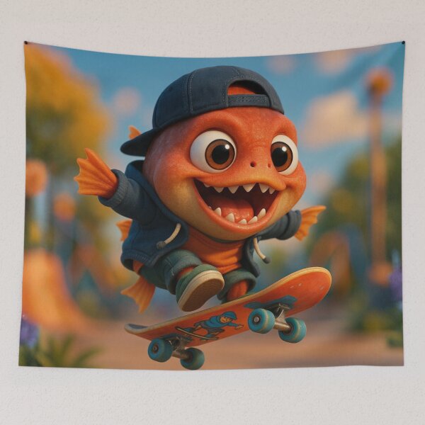 Item preview, Skater Piranha on Skateboard designed and sold by Sillytoe.