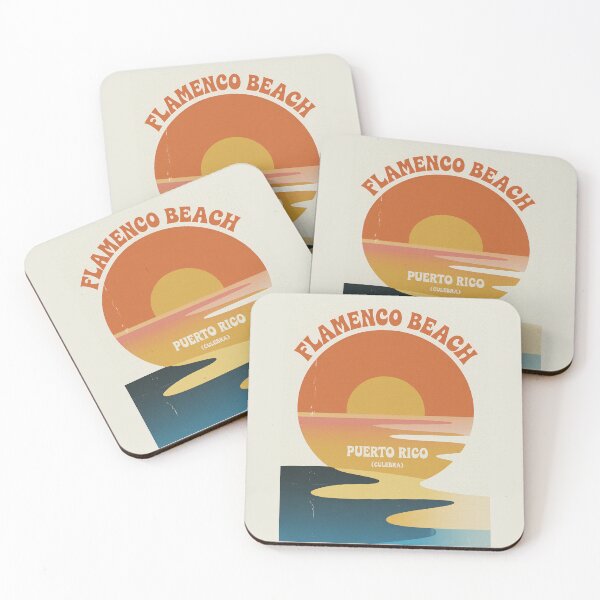 Item preview, Flamenco Beach Puerto Rico Poster — Vintage Sunrise Graphic from Culebra designed and sold by paulo silveira.