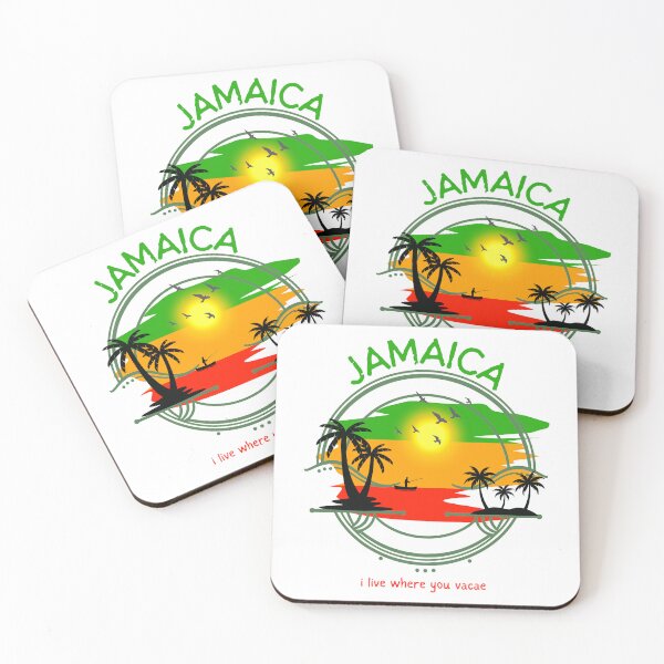 Item preview, I Live Where You Vacae – Tropical Jamaica Sunset Graphic designed and sold by Proverbculture.