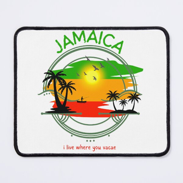 Item preview, I Live Where You Vacae – Tropical Jamaica Sunset Graphic designed and sold by Proverbculture.