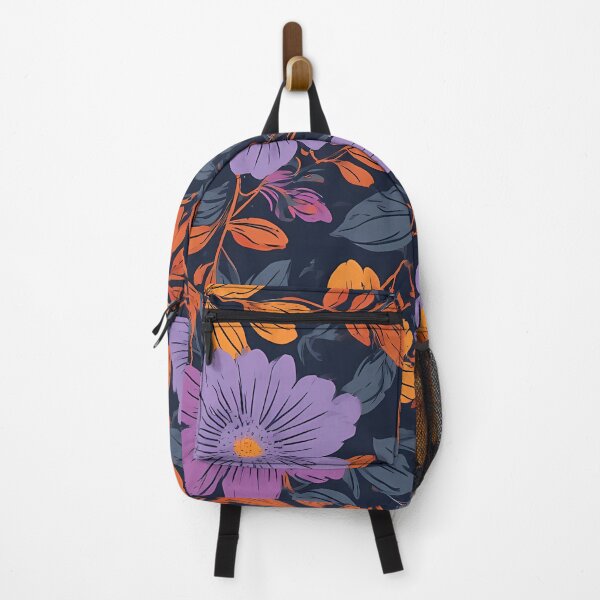 Item preview, Moody Purple & Orange Floral Pattern - Modern Botanical Design designed and sold by JawKneeArt.