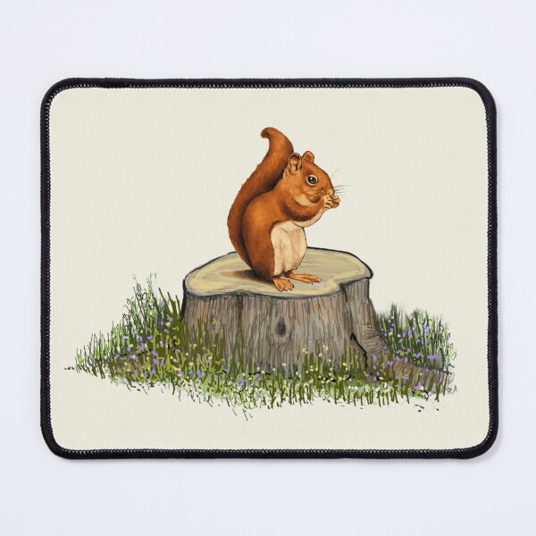 Item preview, Bushy Tailed Squirrel Eating on Tree Stump designed and sold by JoyfulWhimsy.