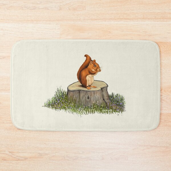 Item preview, Bushy Tailed Squirrel Eating on Tree Stump designed and sold by JoyfulWhimsy.