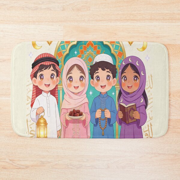 Item preview, Happy Ramadan Kids with Lanterns and Dates - Cute Islamic Children Illustration designed and sold by WowDezign.