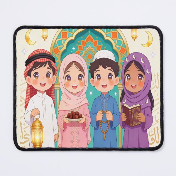 Item preview, Happy Ramadan Kids with Lanterns and Dates - Cute Islamic Children Illustration designed and sold by WowDezign.