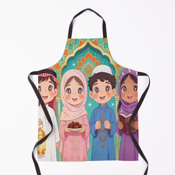 Item preview, Happy Ramadan Kids with Lanterns and Dates - Cute Islamic Children Illustration designed and sold by WowDezign.