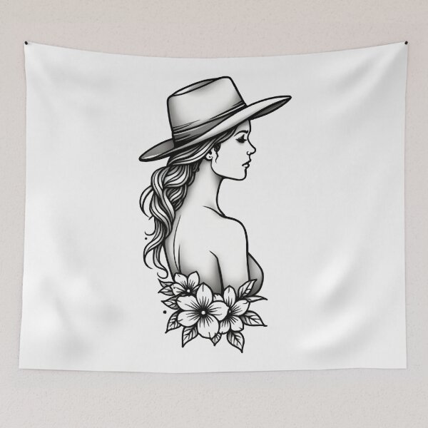 Item preview, Copy of Modern Cowgirl Minimalist tattoo cowgirl design designed and sold by Uglyandcute.